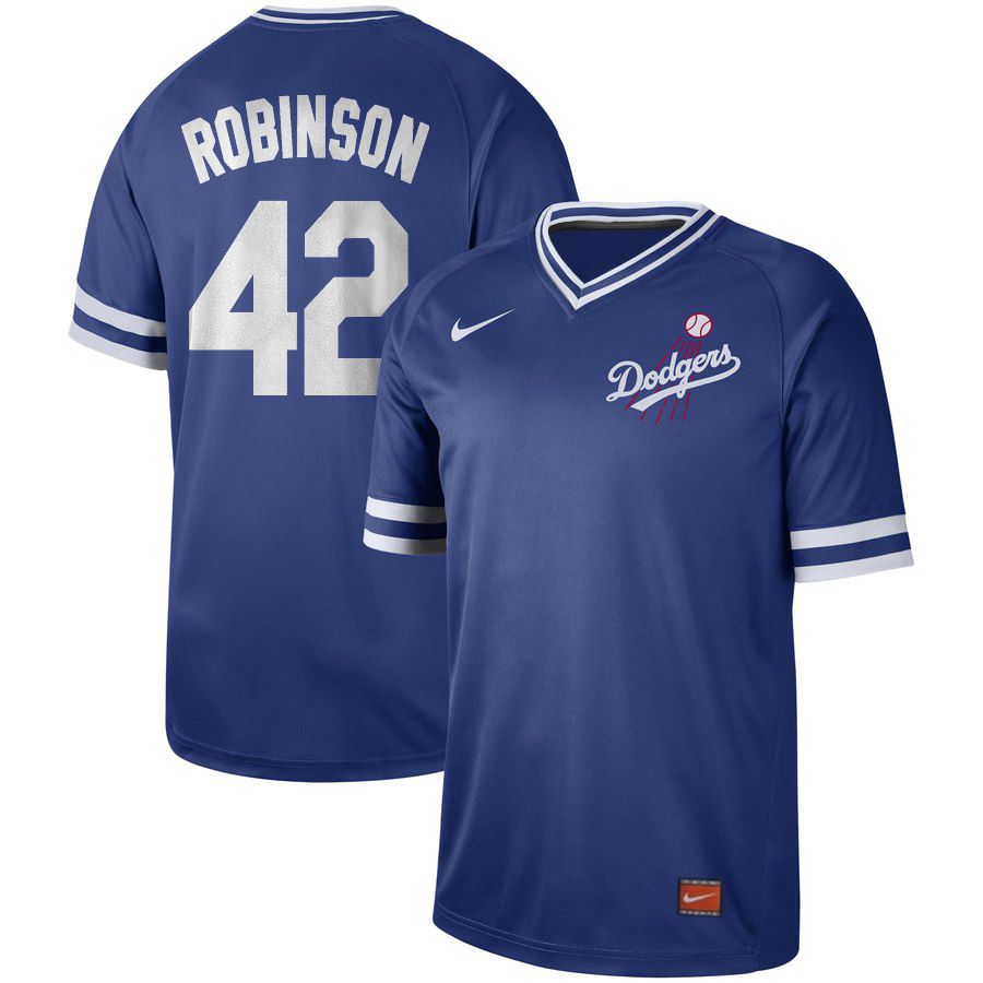 Men Los Angeles Dodgers #42 Robinson Blue Nike Cooperstown Collection Legend V-Neck MLB Jersey